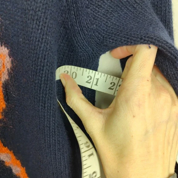 Fabienne Chapot Monkey Graphic Sweater Women Small Navy Blue Wool Cashmere Blend - Picture 8 of 10